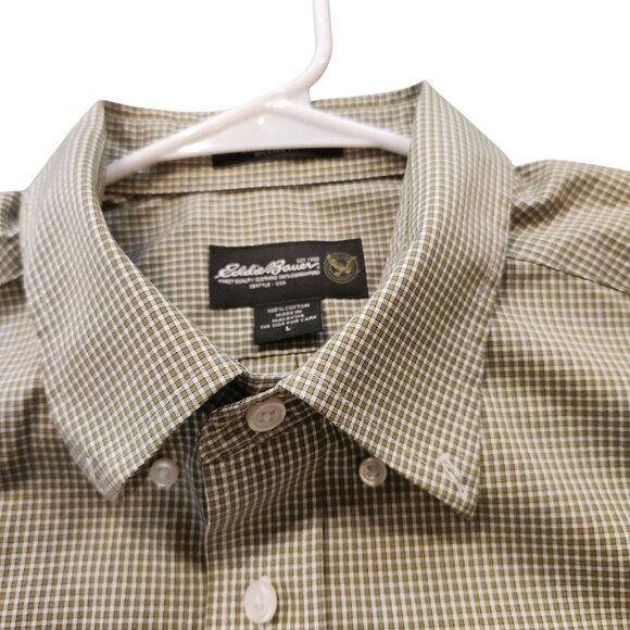 Eddie Bauer Green Check Long Sleeve Button-Up Shirt (Men’s L) - Picture 1 of 8